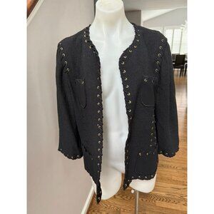 St John Couture Cardigan Black Wool Cardigan Size Medium